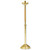 Brass and Oak Appointments. Processional Paschal Candlestick is highly polished and clear lacquered. Dimensions: 46" height, 10-1/2" base, 1-15/16" socket. Top section removable. Furnished in light or dark oak wood
