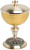 Gold plated and oxidized silver.
4" Base
7 5/8" height, 4 5/8" diameter cup.
300 host capacity (Based on 1 1/8" Host)
Complements Chalice 928

 