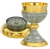 Two-Tone Apostles Motif Chalice & Bowl Paten and Matching Ciborium