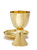 Textured Chalice is 24kt gold plate.  7"H and holds 15oz.  Comes with a 6 1/8" well paten.  