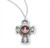 Sterling Silver Small 4-Way Medal with Red Enamel Holy Spirit Center - 18" Chain