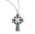 Green Enameled Sterling Silver Celtic Cross Pendant  - 18" Chain