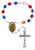 St. Michael Red and Blue Crystal Bead Auto Rosary 
