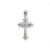 7/8" Sterling silver Cubic Zircon Cross with single set crystal zircons.  18" Genuine rhodium plated curb chain.  Dimensions: 0.9" x 0.6" (24mm x 15mm). Pendent comes in a deluxe velour gift box. Made in the USA!