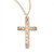 1 1/8"  Gold over Sterling Silver Cross. An 18" Gold Plated Curb Chain is Included.  Cross presents in a  Deluxe Velour Gift Box. Dimensions: 1.1" x 0.6" (28mm x 16mm).  Made in the USA