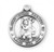 1-5/16" Round Sterling Silver St. Christopher Service Medal. "Saint Christopher Protect Us. Land, Sea, Air".  Medal comes on a  24" genuine rhodium plated curb chain. A deluxe velour gift box is included. Dimensions: 1.3" x 1.1" (32mm x 28mm).  Made in the USA. 