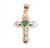 1.1" Irish Celtic Cross Pendant with Emerald Center and Cubic Zircons.  Gold over sterling silver cross pendant with emerald zircon comes  on an 18" genuine rhodium gold plated curb chain. This Celtic Cross comes in a deluxe velour gift box.  Dimensions: 1.1" x 0.7" (27mm x 19mm). Made in the USA