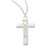 Sterling Silver Large Two-Tone Rosary Bead Cross Pendant - 18" Chain