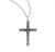 Sterling Silver Black Enameled Leaf Design Cross Pendant - 18" Chain
