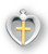 Gold Cross in a Silver Heart ~ 3/4" Women's heart in a cross on an 18" rhodium  plated chain in a deluxe velour gift box. 