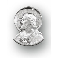 3/4" Sterling Silver Sacred Heart of Jesus Lapel pin with a deluxe screw on the back. Comes in a deluxe gift box.