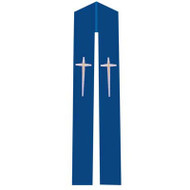 Overlay Stole with Cross Design on Blue Fabric