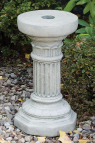 This fluted pedestal is beautiful and a great addition to your garden. The cement pedestal is a great option for elevating your garden statues.
Dimensions: 
19"Height, Octagonal Base 11",  Top Diameter 10, Weight 53lbs