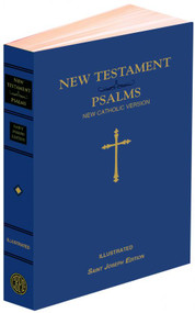 NCV New Testament and Psalms together in one volume. Both texts are complete and therefore their best and most lauded features remain: readability; copius, well-written, and informative footnotes; cross references; photographs; maps; and the words of Christ in RED. This version is in conformity with the translation guidelines and is intended to be used by Catholics for daily prayer and meditation as well as private devotion and group study. 1232 pages. Size 4 3/8 x 6 3/4".  Blue Flexible Cover. (Double color Dura-Lux are also available SKU# 647/19)