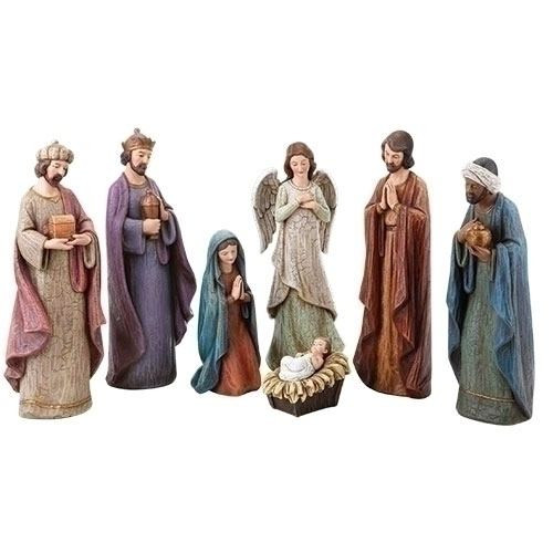 7-Piece Nativity Set - Cracked Finish - 11.5 Inches