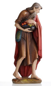 Nativity Set 1902 - Elegant wood-carved Shepherd bearing Fruit carved in Linden Wood or Cast in Fiberglass. Ranging from 2 to 5 feet tall.  Available Sizes: 24", 30", 36", 48", 60"