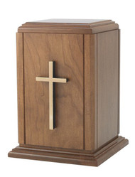 Wood Memorial Urn With Cross