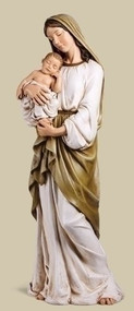 Madonna and Child Statue. Resin/Stone Mix. Dimensions: 37"H x 14.5"W x 14"D