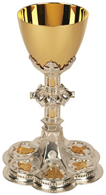 24k gold and silver plated. 9" H., 3-3/4" dia. cup, 6" base. 9 oz. cup.