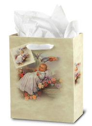 Inspirational Gift Bag for Baptism. Dimensions:  Small Gift Bag:3 3/4" x 5" x 2" or Medium Gift Bag:  7 3/4" x 9 3/4" x 4". Baptism 
Gift Bags are designed in Italy by the Studios of Fratelli Bonella. 