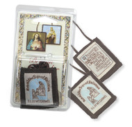 1 3/4"X2" 100% Wool Brown Scapular In Clamshell.