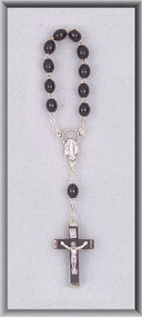 One Decade Black Wood Bead Rosary 