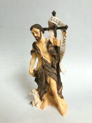 This 4" statue of St. John the Baptist is finely detailed and expertly sculpted by Barbara Tortolani, A New England artisan noted for exquisite life-like detail that she protrays in all her creations. They are crafted in cold cast resin and hand painted for fine detail resulting a a venerable gift to be always cherished!