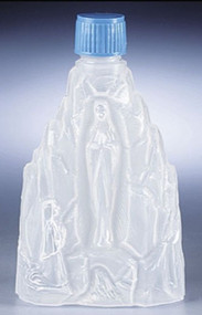 Our Lady of Lourdes Holy water bottle is perfectly sized for purse or pocket. Holy Water Bottle measures 4" H, 2-1/2 oz.  Holy water bottle a raised image of Our Lady of Lourdes on the front. Also includes a convenient sprinkler style cap to easily distribute holy water in small amounts. Holy Water IS NOT INCLUDED. You get that from your Church!