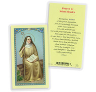 Saint Monica is best known as the mother of Saint Augustine. Saint Monica is the Patron Saint of: Alcoholics Conversion Married WomenClear, laminated Italian holy cards with Gold Accents. Features World Famous Fratelli-Bonella Artwork. 2.5'' x 4.5'' 