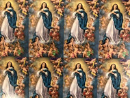 The Immaculate Conception 8-UP Micro perforated Holly Cards. Bonella artwork is known throughout the world for its beautiful renditions of the Christ, Blessed Mother and the Saints. 8 1/2" x 11" sheets with tab that separates into 8- 2 1/2" x 4 1/4" c cards that can be personalized and laminated at an additional cost.  ( Price per sheet of 8)