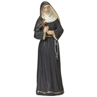 St Rita of Cascia 4in Figure. St Rita of Cascia figure stands 4"h and is made of resin. St Rita of Cascia is the Patron Saint of abuse victims, loneliness, marriage difficulties, parenthood, widows, the sick, bodily ills, and wounds.  Feastday: May 22