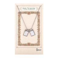 Silver  Double Scapular Necklace. Scapular necklace is 18"L with a 2" extender. Scapular necklace comes carded. 