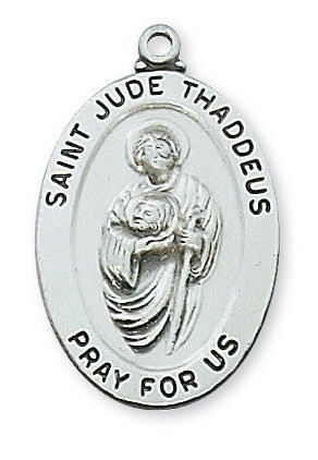 Sterling Silver Oval St Jude Thaddeus Medal - 20" Chain - St. Jude Shop ...