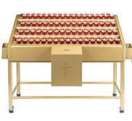 The 136pc version of the St. Patrick's range. Its increase in size allows for double the burning capacity. This unit is the largest of our range and are popular in places that have a large space and a demand for a higher burning capacity. Available in Black or Gold. Four boxes of candles, FREE with each stand!
Dimensions: 
D: 59cm / 23½″
H: 107cm / 42½”
W: 132cm / 52”

 