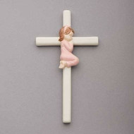 57209G  7.5"H Valencia Praying Girl on Cross. 