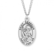 Sterling silver oval medal with a 24" genuine rhodium plated endless curb chain.  Dimensions: 1.1" x 0.7" (27mm x 17mm).  Weight of medal: 2.8 Grams. Medal comes in a deluxe velour gift box. Engraving option available. Made in the USA