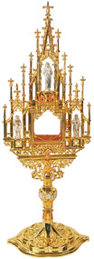 Golden monstrance with silver statues
