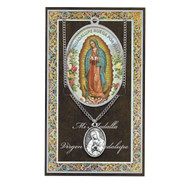 Set includes 3" X 5" vinyl folder with removable oxidized medal.  1.125" Genuine Pewter Saint Medal won a Stainless Steel Chain. Silver Embossed Pamphlet with Patron Saint Information and Prayer Included. Biography/History of the Saint and gives the Patron's attributes, Feast Day and Appropriate Prayer. (3.25"x 5.5")