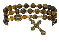 6mm Tiger Eye beads make up this full stretch rosary bracelet. The bracelet when off the wrist is a full rosary to pray on. 