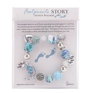 Footprints Clay Story 7.5" Stretch Bracelet. Made of claydough and metal. Reminds us of God's unending lobe and support in our lives. 