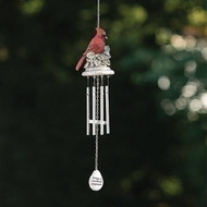 18"L Cardinal Memorial Windchime. "When a Cardinal Appears". Made of a resin/stone mix. Dimensions: 17"H 2.6"W 3.2"L