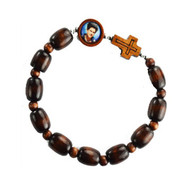 Brown Wood Bead Blessed Carlo Acutis Bracelet 