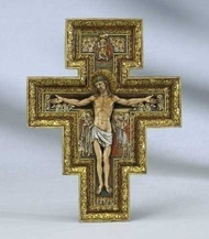 San Damiano Cross in Three Sizes. Resin/Stone Mix
Actual Measurements:
18" (40702)  ~ [17.75"H x 13.25"W x 1.5"D&91;
11"(40784)  ~ [10.75"H x 8.125"W x 1"D&91;
6" (40701) ~ [6"H x 4.5"W x 0.38"D&91; 