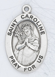 Patron Saint of learning, teachers, and students. Sterling silver oval medal with a 18" genuine rhodium plated curb chain. Dimensions: 0.9" x 0.6" (22mm x 14mm). Weight of medal: 1.9 Grams. Medal comes in a deluxe velour gift box. Engraving option available. Made in the USA