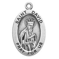 Patron Saint of Poets ~ Sterling silver, 7/8" oval medal with a 20" genuine rhodium plated chain. Medal comes in a deluxe velour gift box. Engraving option available.