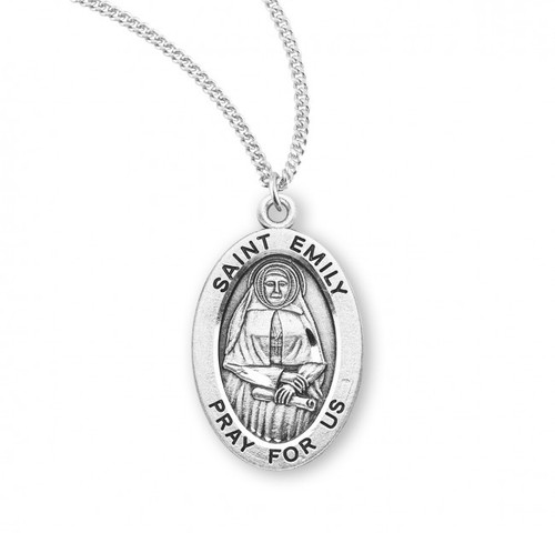Sterling Silver Oval St. Emily Medal - 18" Chain - St. Jude Shop, Inc.
