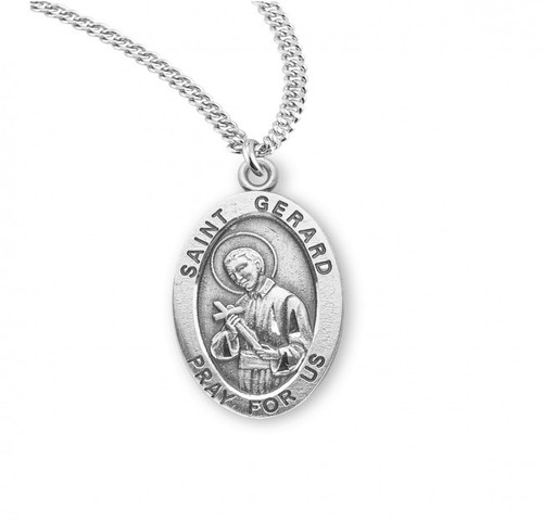 Sterling Silver Oval St. Gerard Medal - 20" Chain - St. Jude Shop, Inc.
