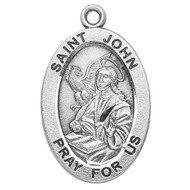 Sterling silver 7/8" oval medal with a 20" genuine rhodium plated chain.  Comes in a deluxe velour gift box. Engraving option available.
Patron Saint of booksellers and printers