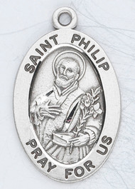 Patron Saint of Bakers, Pastry Chefs, and Hat-makers ~ 7/8" oval  sterling silver medal with a 20" genuine rhodium plated chain. Comes in a deluxe velour gift box. Engraving option available.