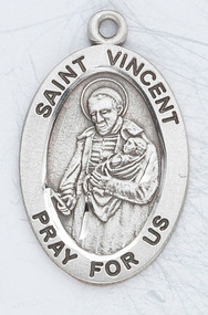 Patron Saint of Charitable Organizations - Sterling silver  7/8" oval medal with a 20" genuine rhodium plated chain.  Comes in a deluxe velour gift box. Engraving option available.